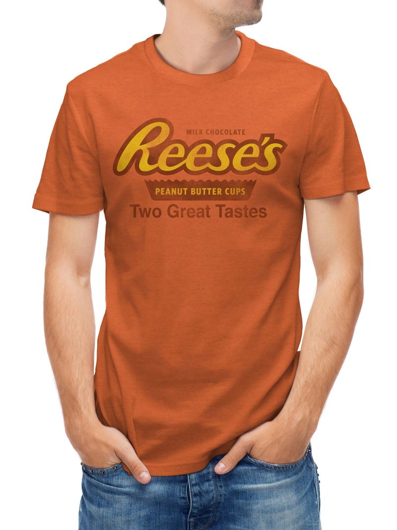 Tee Luv Men's Reese's Peanut Butter Cup Shirt - Two Great Tastes Candy Shirt, Orange Heather, L - Image 3